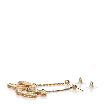 Chanel CC Drop Earrings Matte Gold 3 of 6