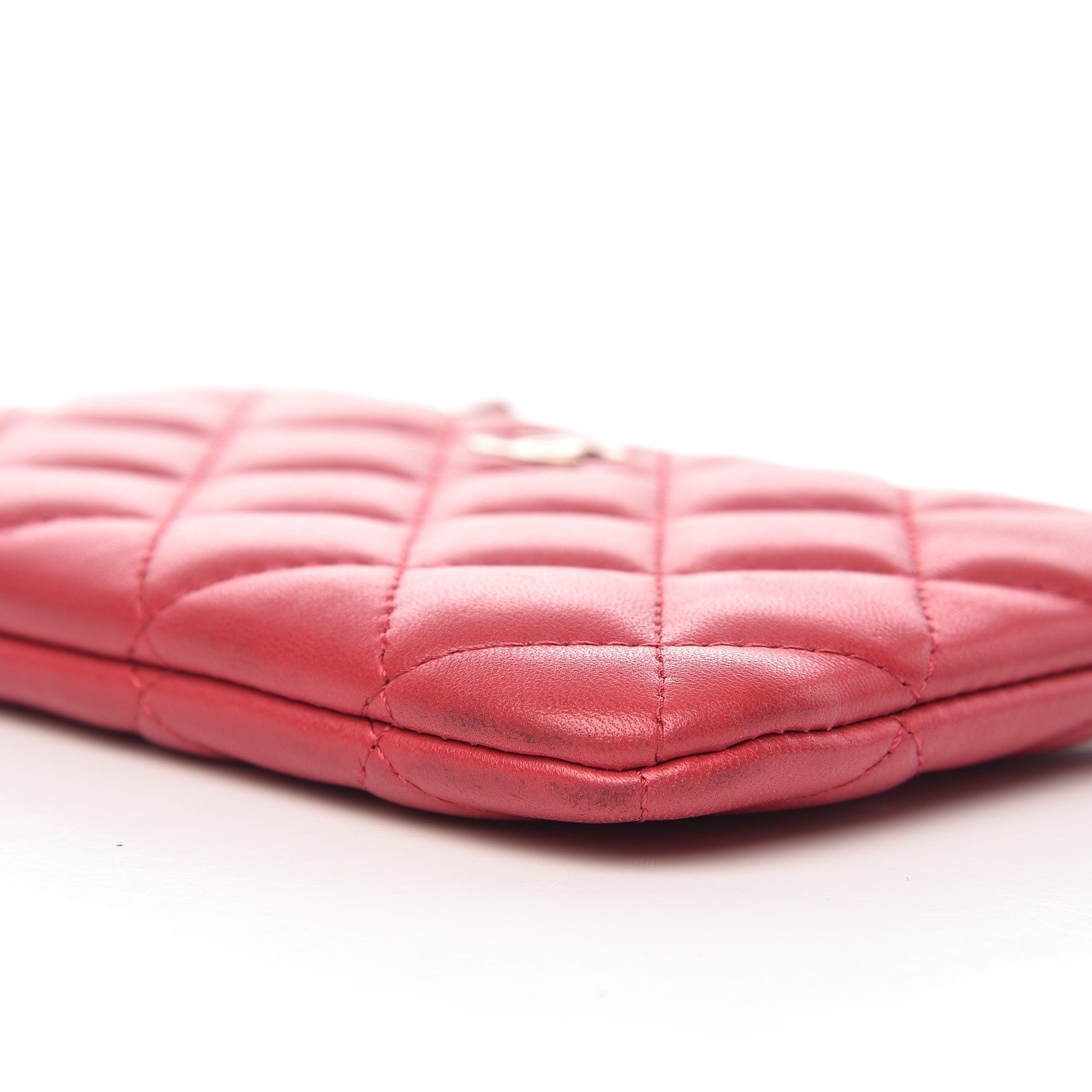 Chanel Lambskin Quilted Small Cosmetic Case Dark Pink 9 of 9