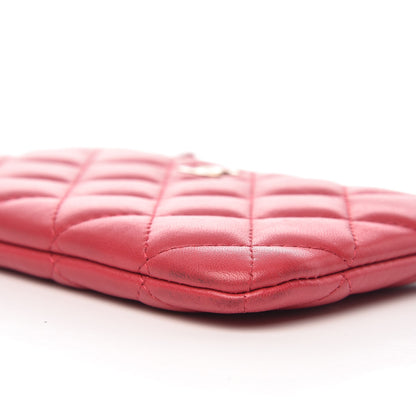Chanel Lambskin Quilted Small Cosmetic Case Dark Pink 9 of 9