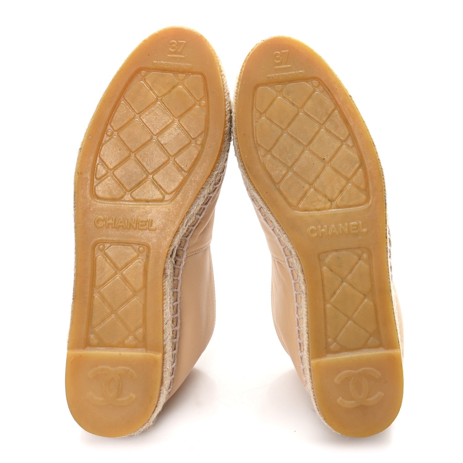 Chanel Lambskin CC Espadrilles 37 Beige Black 6 of 10