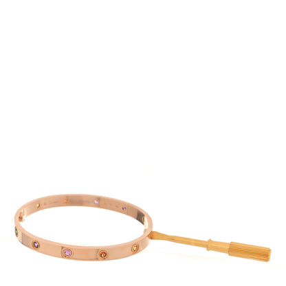 Cartier 18K Pink Gold Sapphire Garnet Amethyst LOVE Bracelet 17 3 of 7