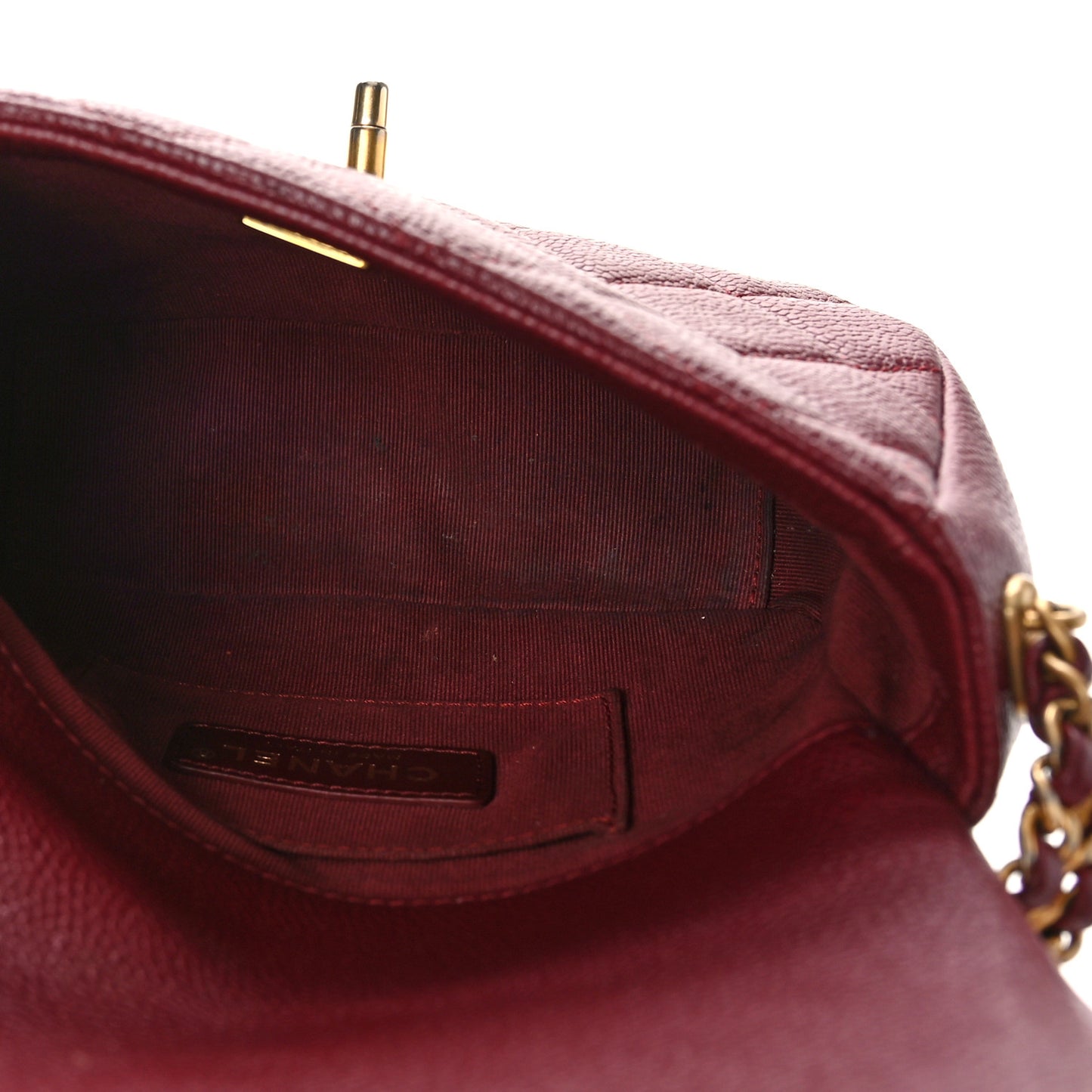 Caviar Quilted Mini Chain Soul Flap Burgundy