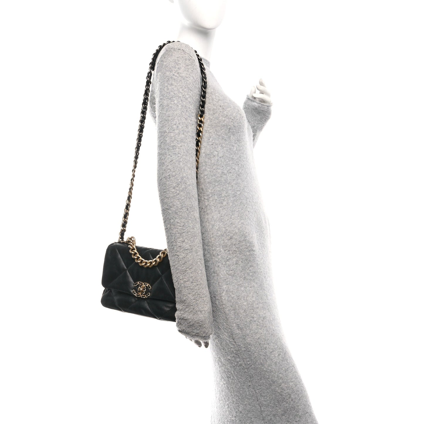 Lambskin Quilted Medium Chanel 19 Flap Black