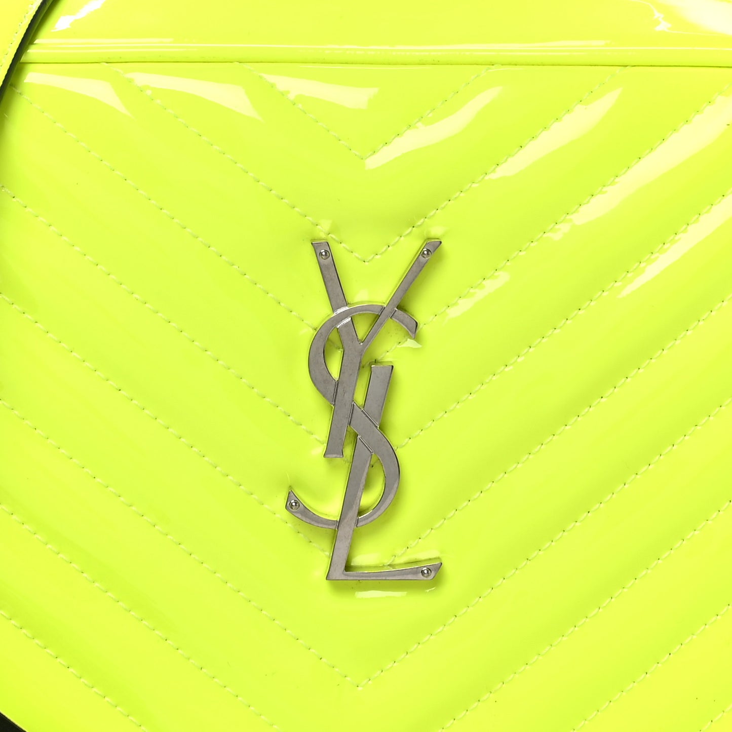 Patent Calfskin Matelasse Monogram Lou Camera Bag Neon Yellow
