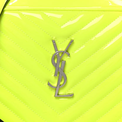 Saint Laurent Patent Calfskin Matelasse Monogram Lou Camera Bag Neon Yellow 8 of 10