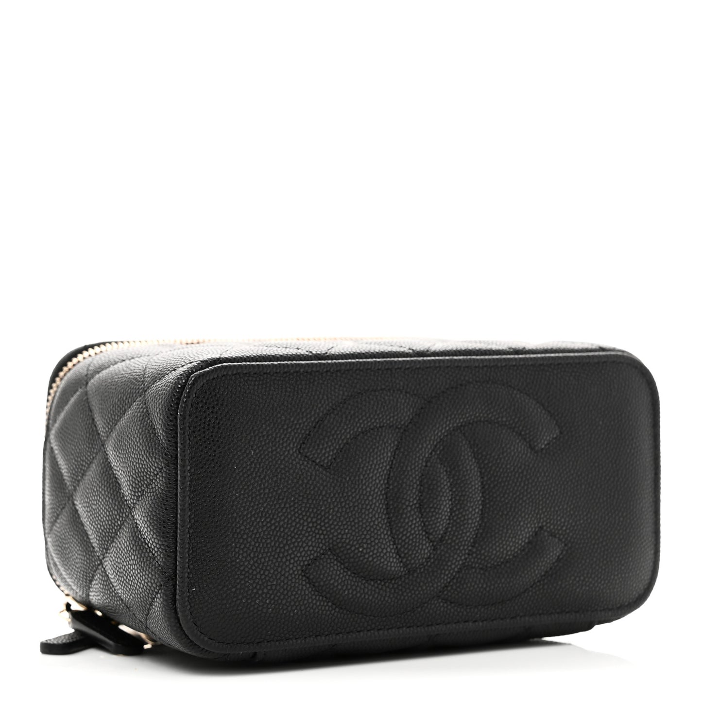 Caviar Quilted Small Vanity Case With Chain Black