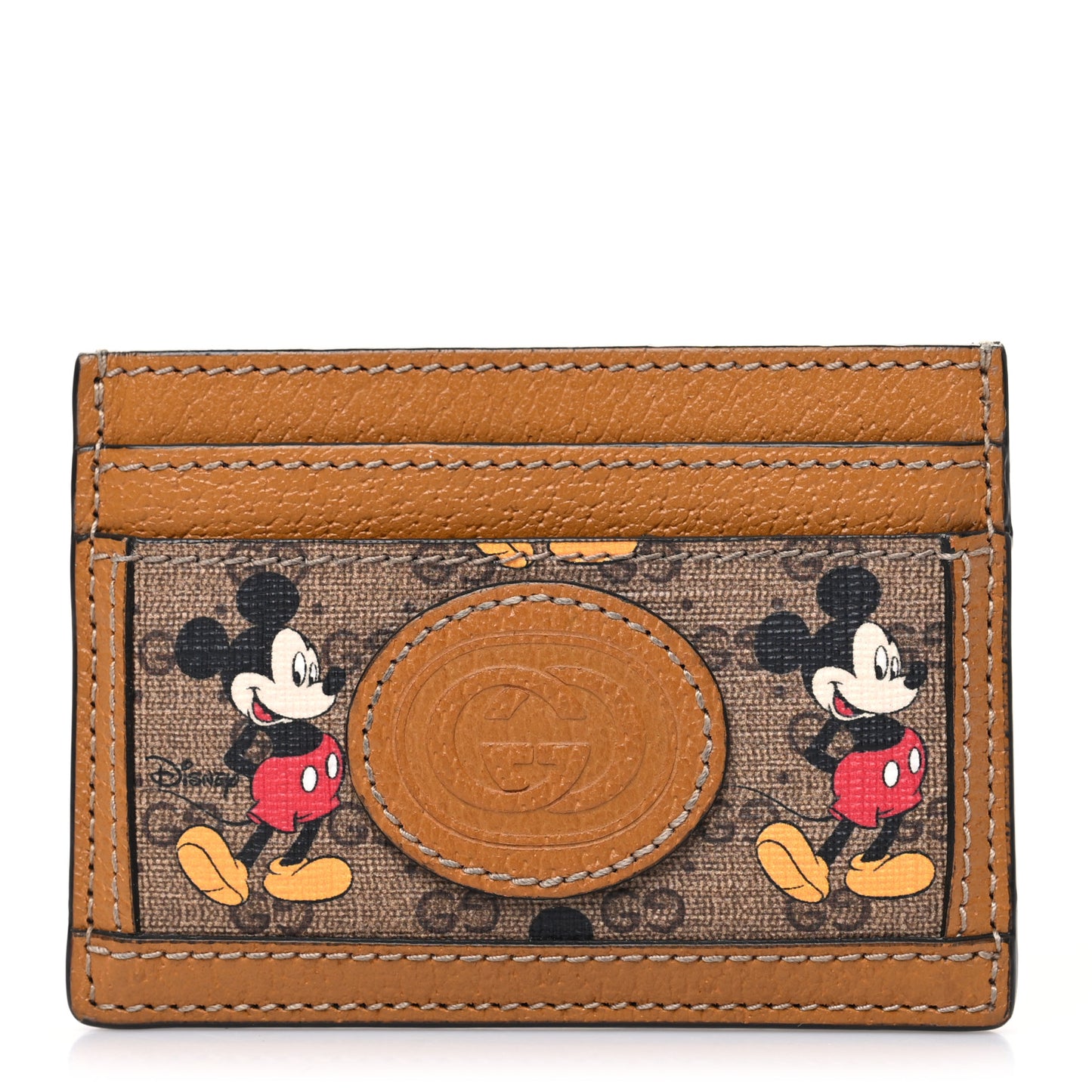 X DISNEY Mini Vintage GG Supreme Monogram Mickey Mouse Card Holder Beige Vintage Sun Oil