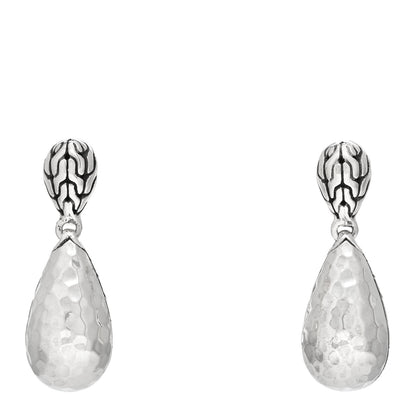 John Hardy Sterling Silver Classic Chain Hammered Teardrop Earrings 1 of 3
