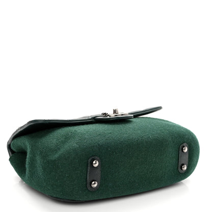 Chanel Felt Glazed Calfskin Quilted Edelweiss Flower Flap Dark Green 4 of 11