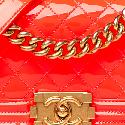 Chanel Patent Calfskin Quilted Small Boy Flap Orange 8 of 11