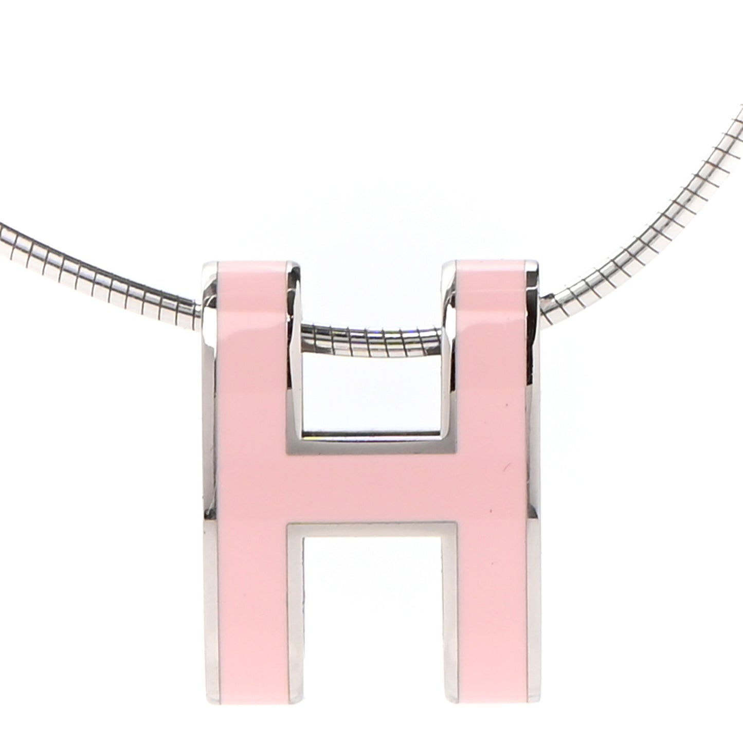 Lacquered Palladium Pop H Pendant Necklace Rose Dragee