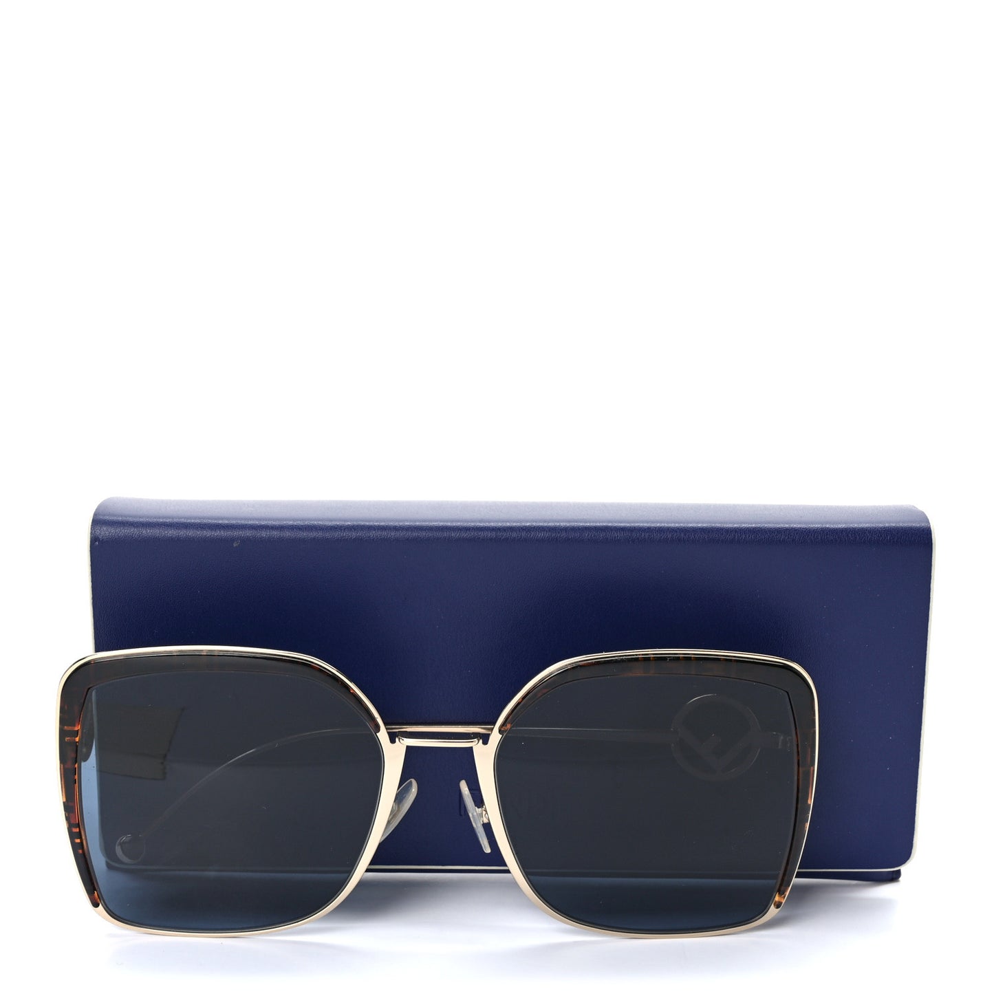 Metal Acetate F is Fendi FF Square Sunglasses FF 0294/S Blue Havana