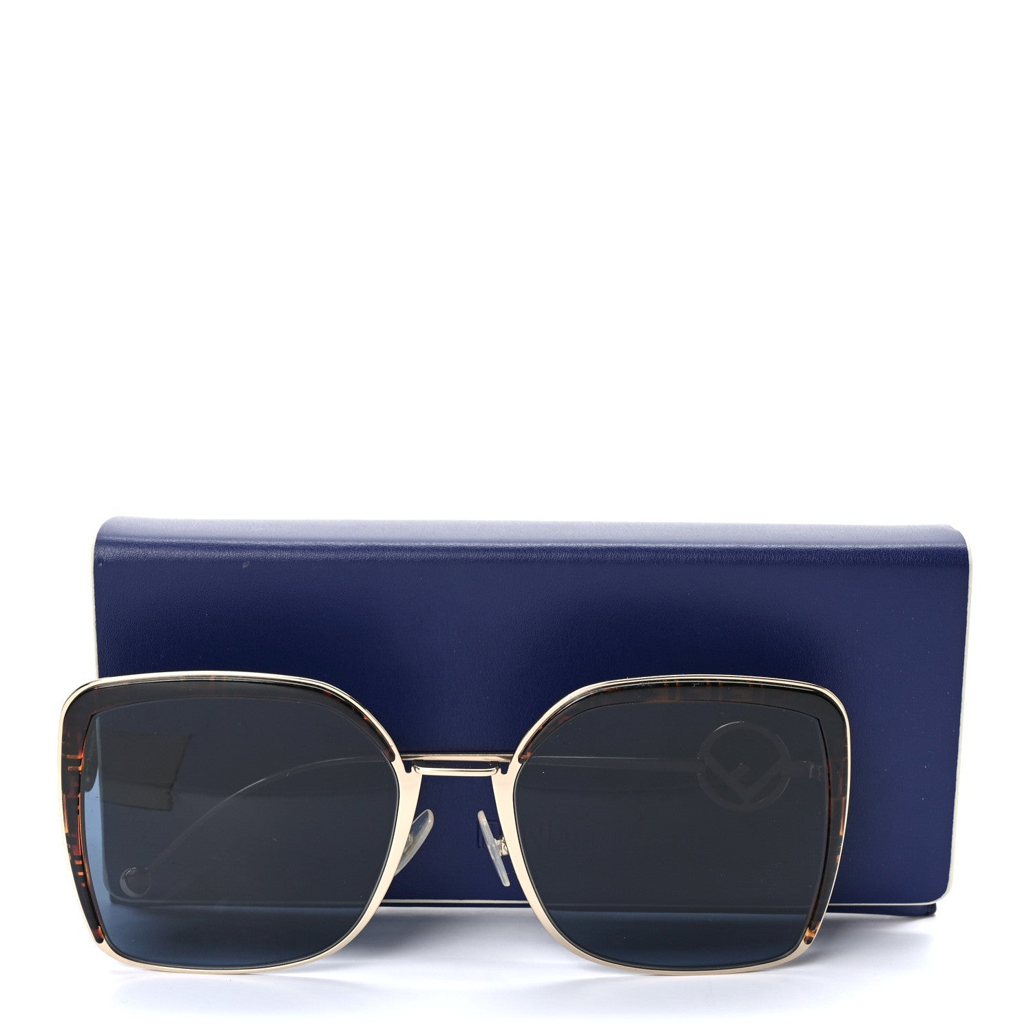 Fendi Metal Acetate F is Fendi FF Square Sunglasses FF 0294/S Blue Havana 7 of 7