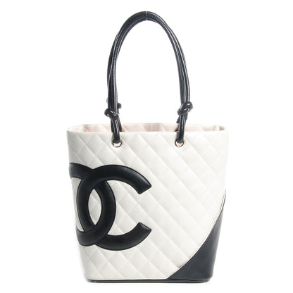 Chanel Calfskin Quilted Medium Cambon Tote White Black 1 of 7