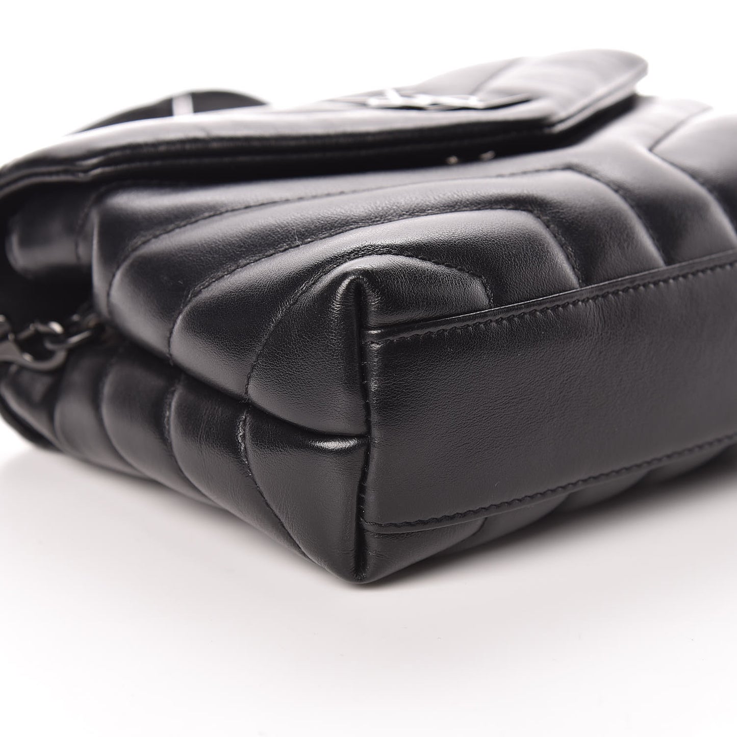 Calfskin Y Quilted Monogram Toy Loulou Crossbody Bag Black