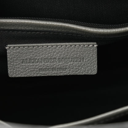 Alexander McQueen Pebbled Calfskin Small Skull Padlock Zip Around Tote Dark Grey 6 of 11