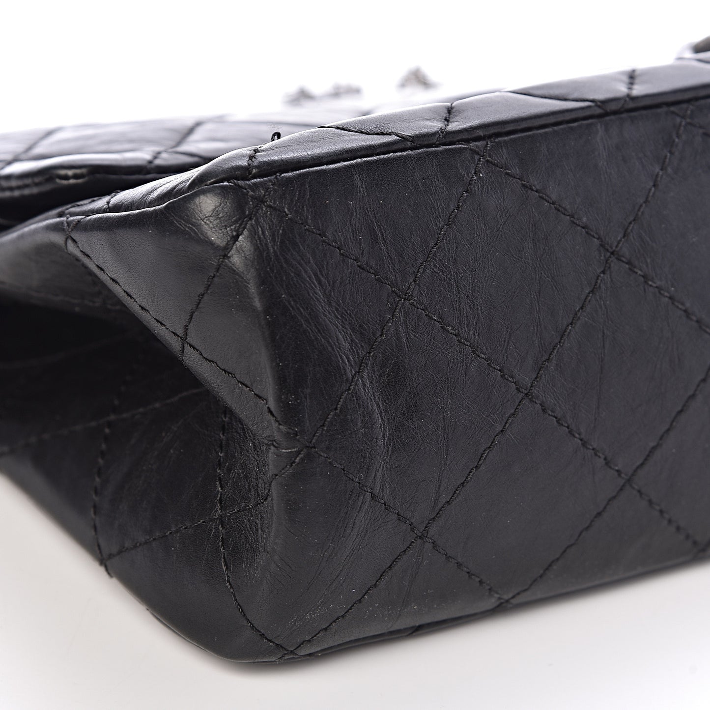 Aged Calfskin Quilted 2.55 Reissue 227 Flap Black