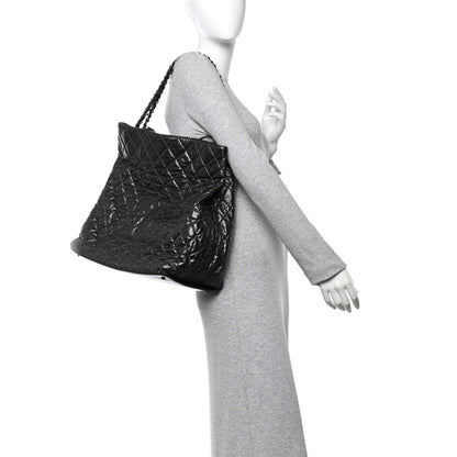Chanel Glazed Calfskin Quilted Large Chain Me Tote Dark Grey 2 of 10
