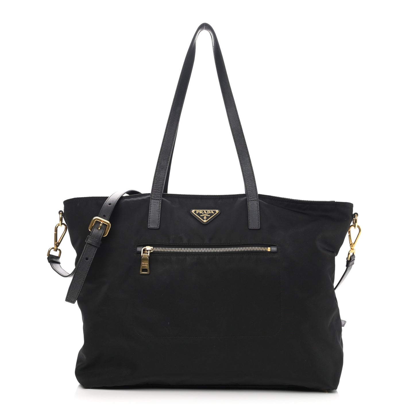 Tessuto Nylon Saffiano Shopping Tote Black