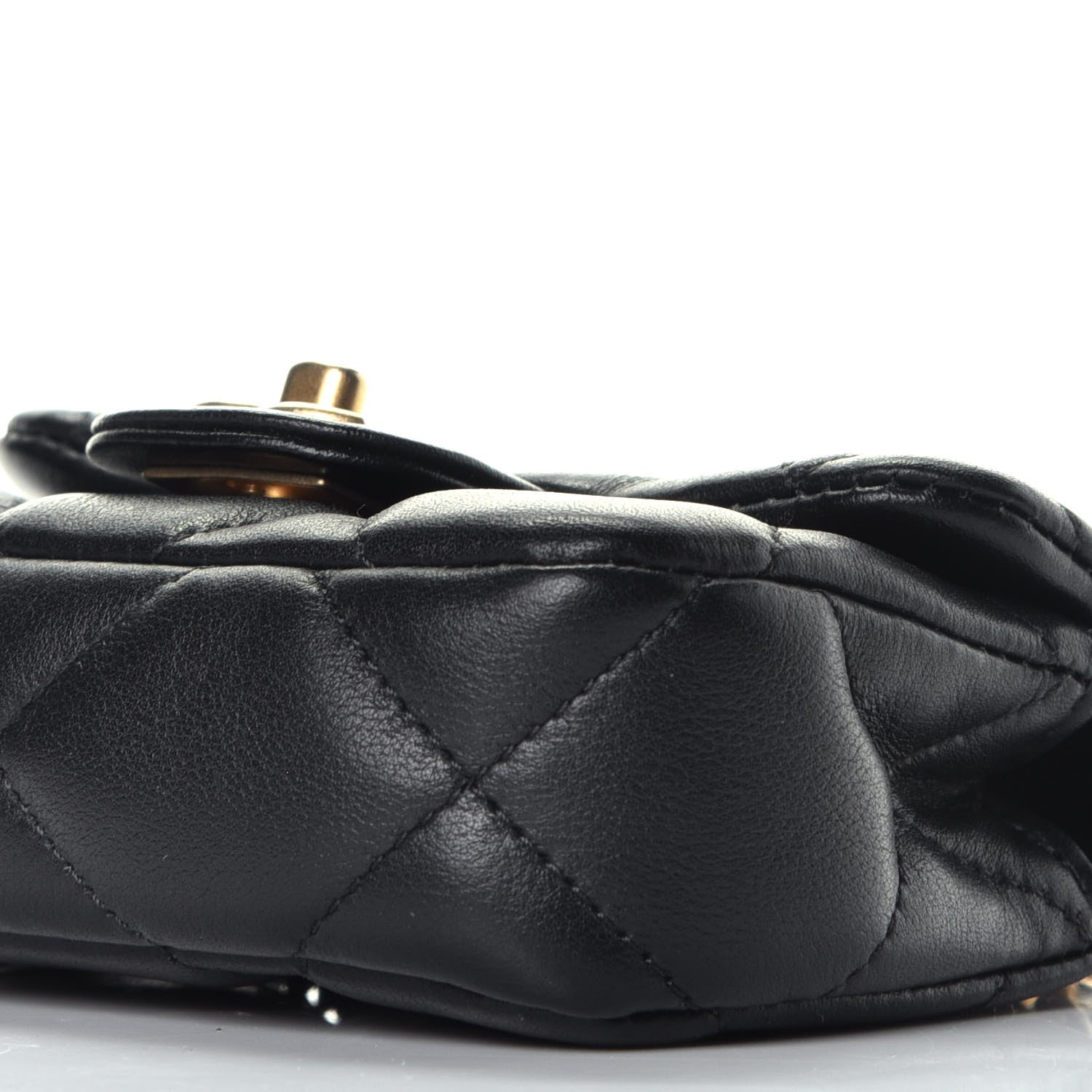 Chanel Calfskin Quilted Lady Handle Flap Card Holder With Chain Black 10 of 11