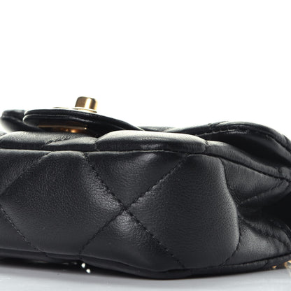 Chanel Calfskin Quilted Lady Handle Flap Card Holder With Chain Black 10 of 11
