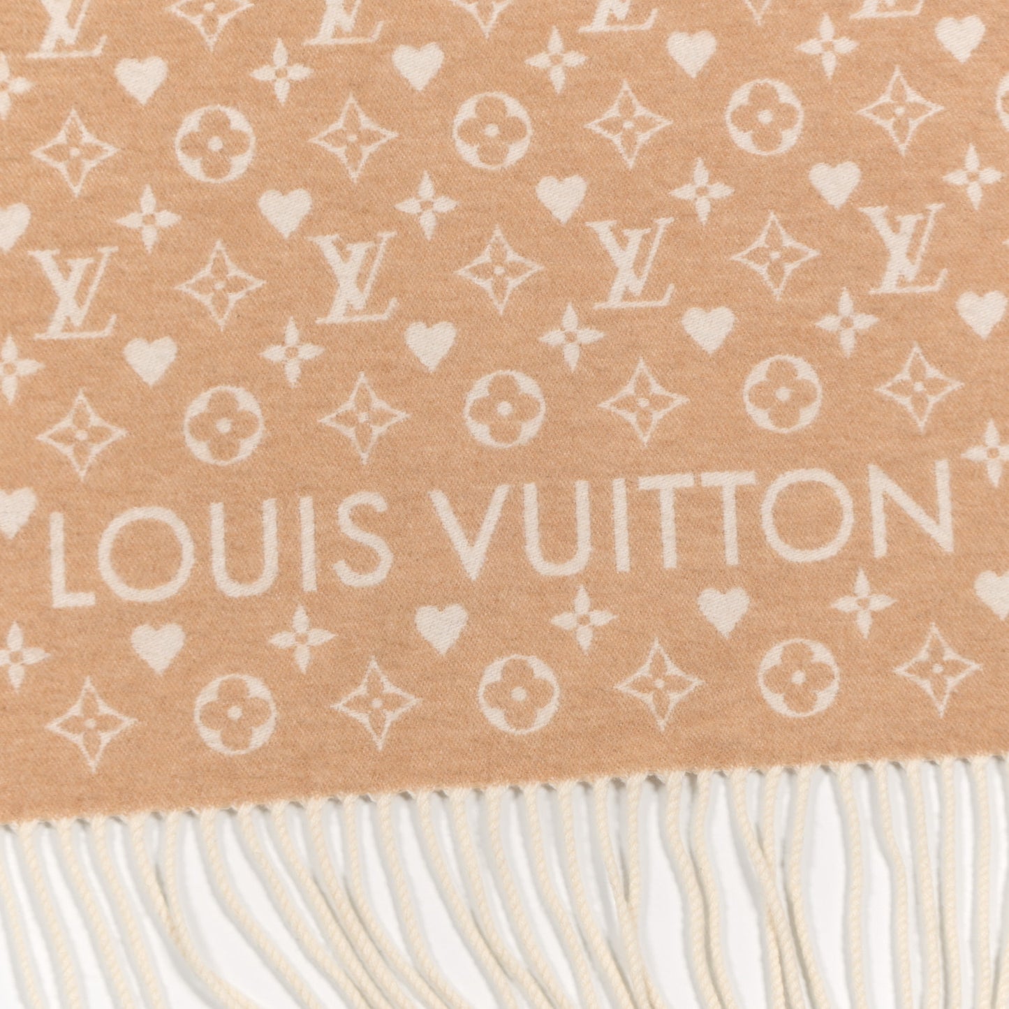 Cashmere Monogram Game On Scarf Dune Beige