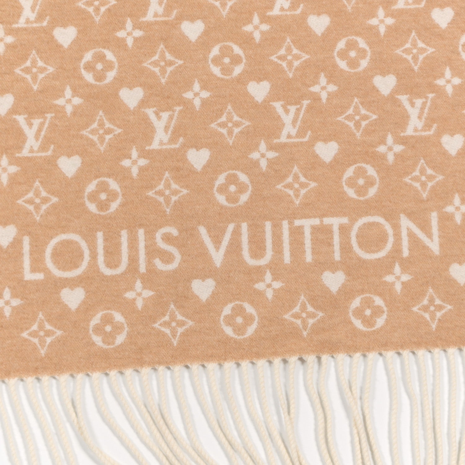 Louis Vuitton Cashmere Monogram Game On Scarf Dune Beige 3 of 5