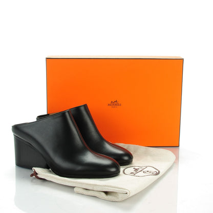 Hermes Box Wedge Booties 36 Black 8 of 8