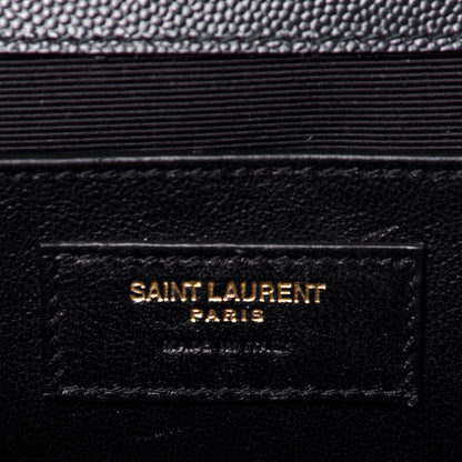 Saint Laurent Grain De Poudre Textured Mixed Matelasse Triquilt Medium Monogram Satchel Deep Marine 5 of 11