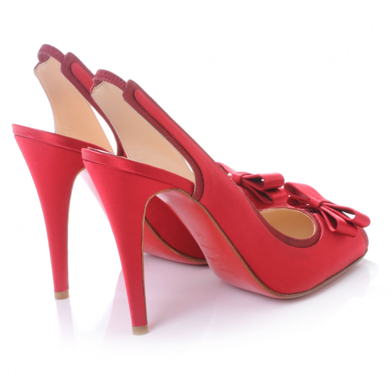 Christian Louboutin Crepe Satin Nooka 100 Pumps 40 Red 4 of 6