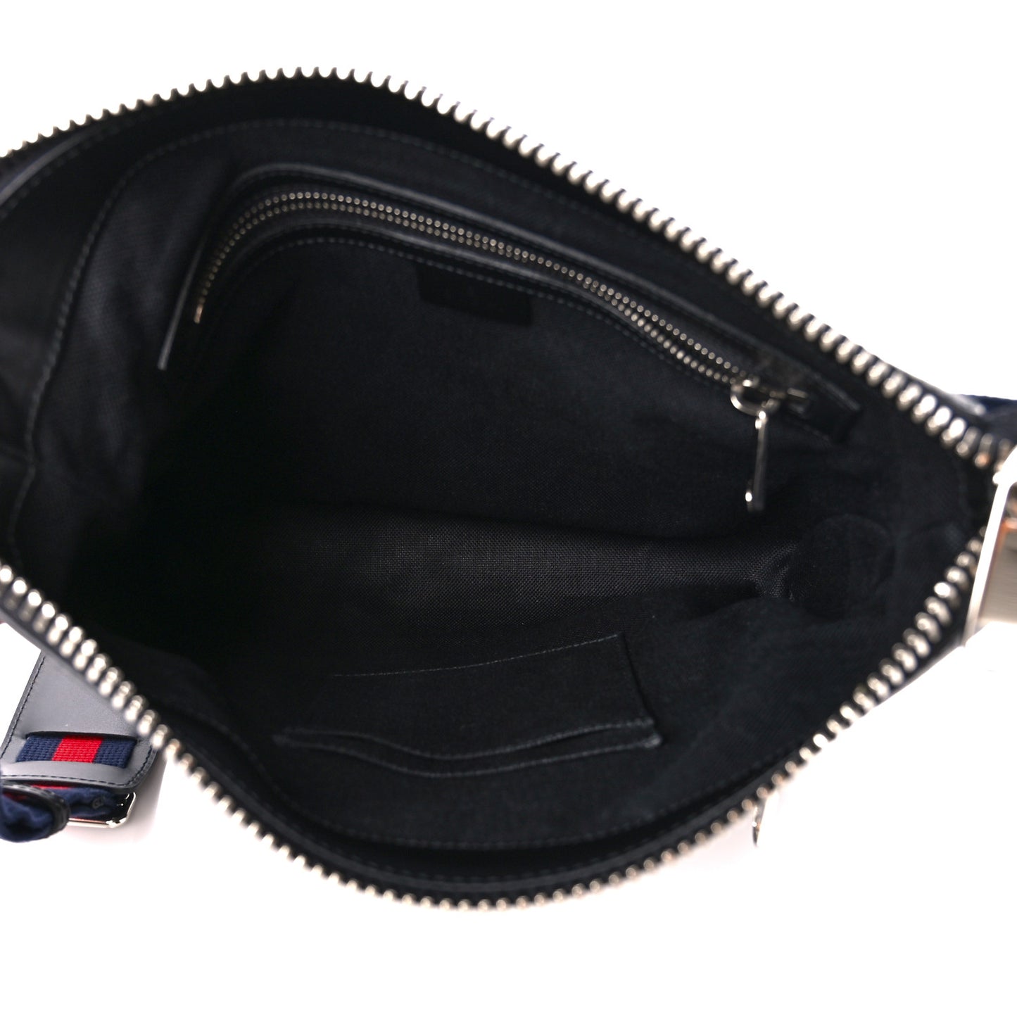 GG Supreme Monogram Appia Calfskin Web Flat Messenger Bag Black Grey