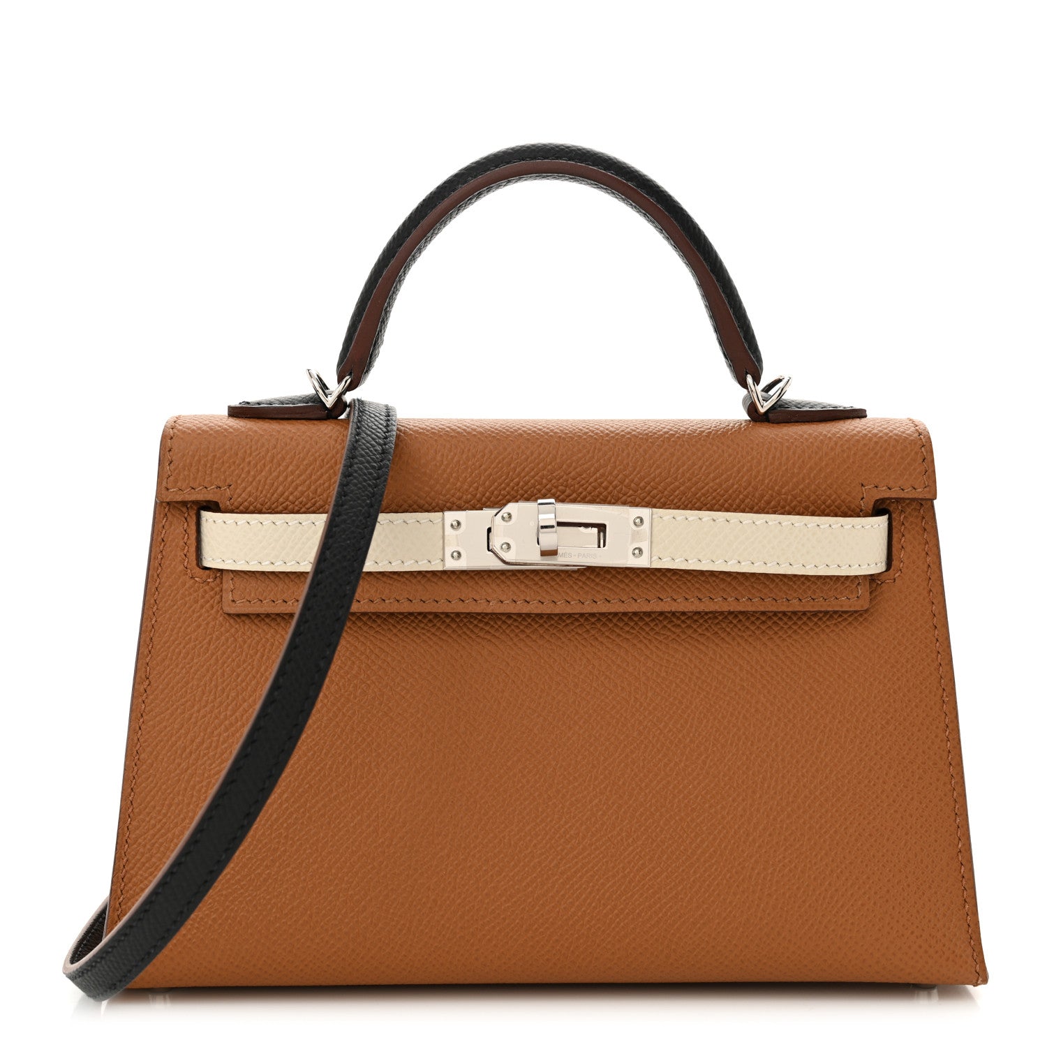 Hermes Epsom Tri-Color Mini Kelly Sellier 20 Gold Craie Black 1 of 13