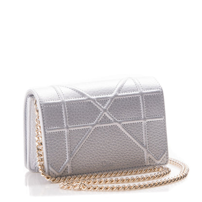 Christian Dior Metallic Grained Calfskin Baby Diorama Flap Bag Silver 3 of 6