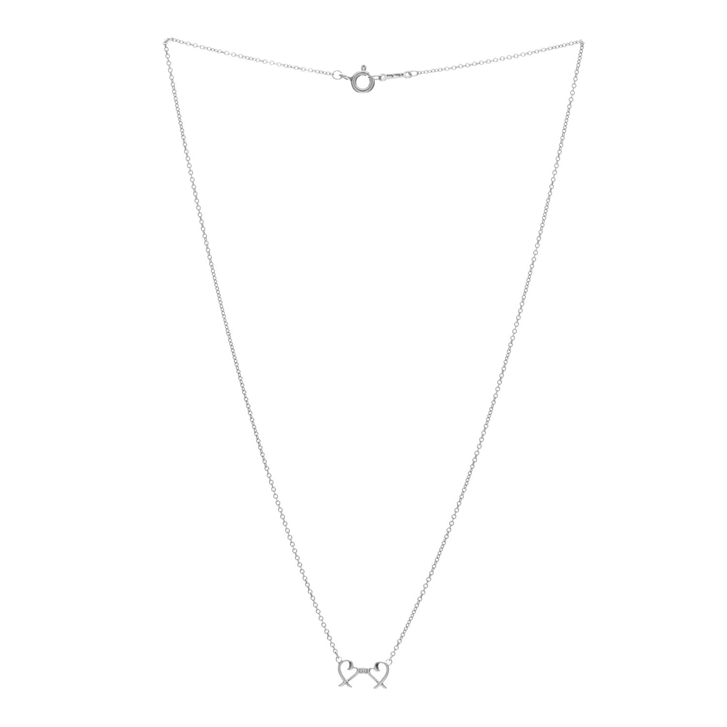 Sterling Silver Diamond Paloma Picasso Double Loving Heart Necklace