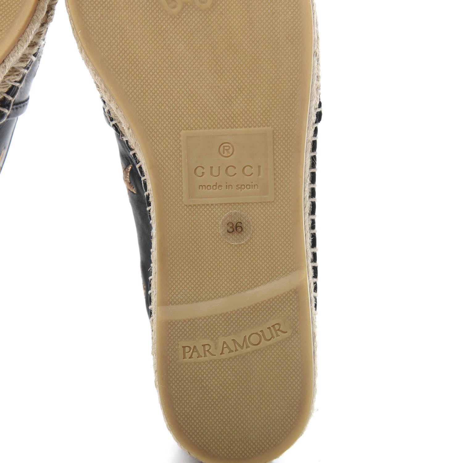 Gucci Calfskin Bee Star Embroidered Espadrilles 36 Black 9 of 10