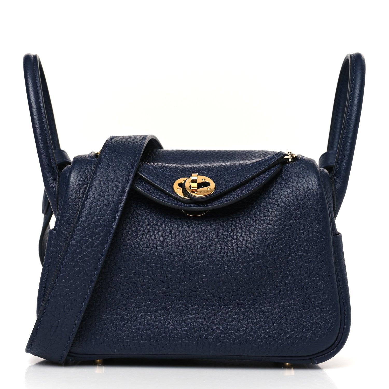 Hermes Taurillon Clemence Mini Lindy 20 Bleu Saphir 1 of 10