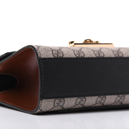 Gucci GG Supreme Monogram Calfskin Small Padlock Shoulder Bag Beige Black Cuir 6 of 20