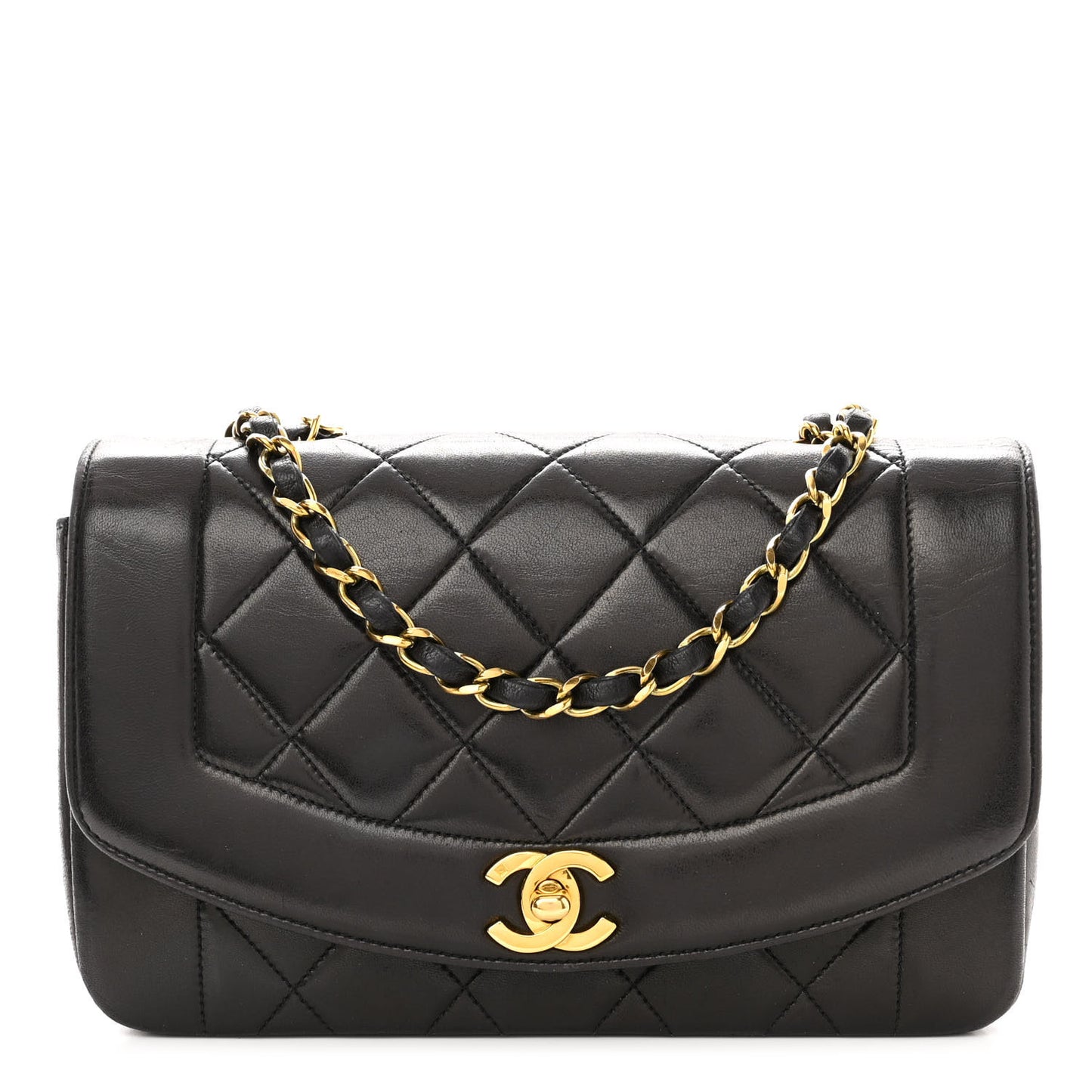 Lambskin Quilted Small Single Flap Black