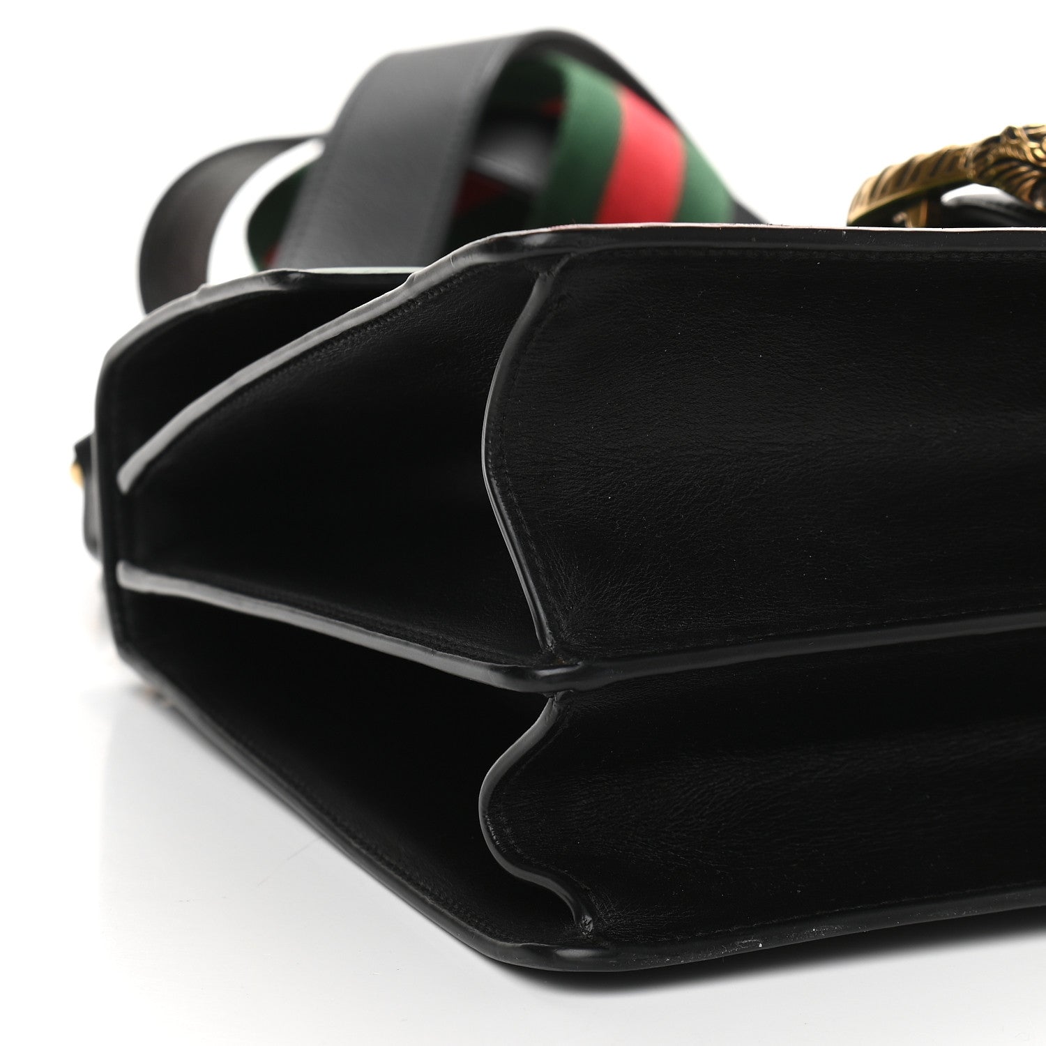 Gucci Calfskin Bamboo Web Large Dionysus Top Handle Bag Black Bright Evergreen Hibiscus Red 8 of 9