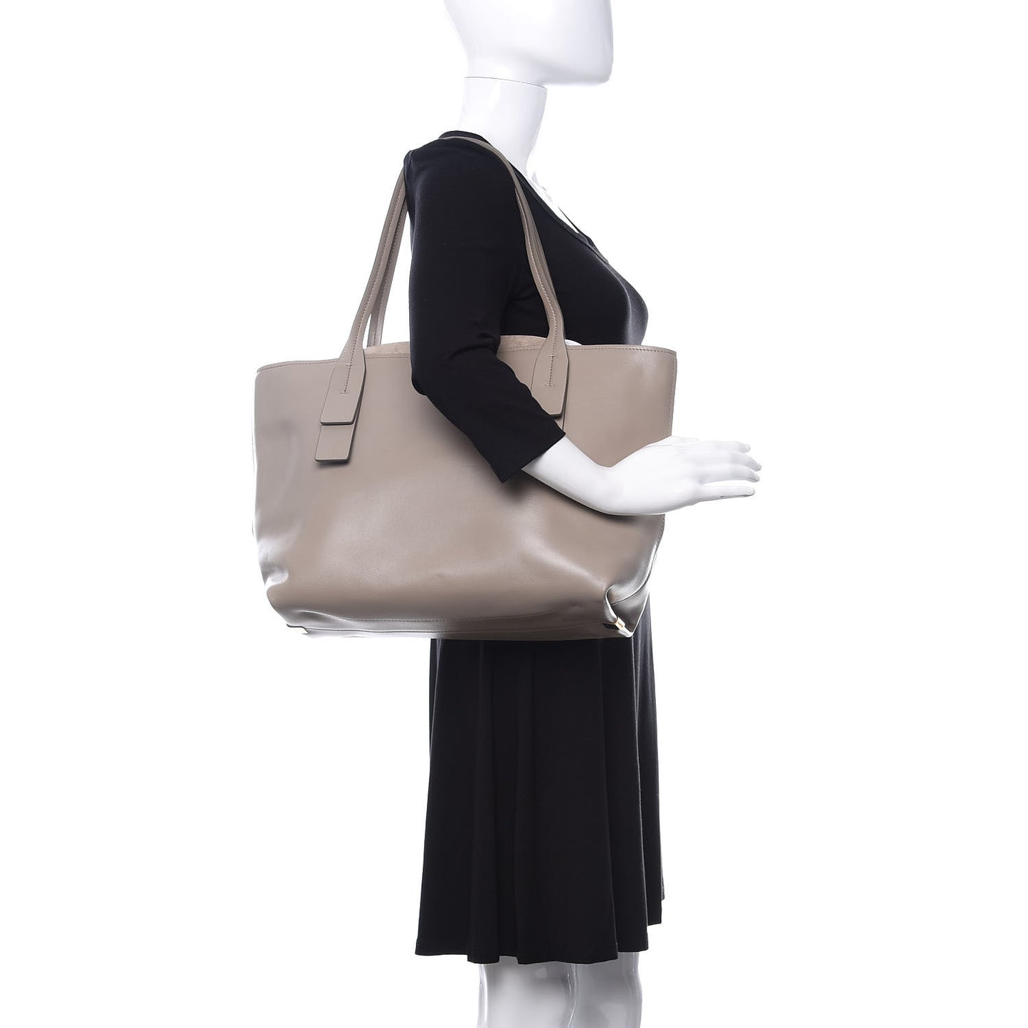 Shiny Calfskin Suede Medium C Zipped Tote Motty Grey