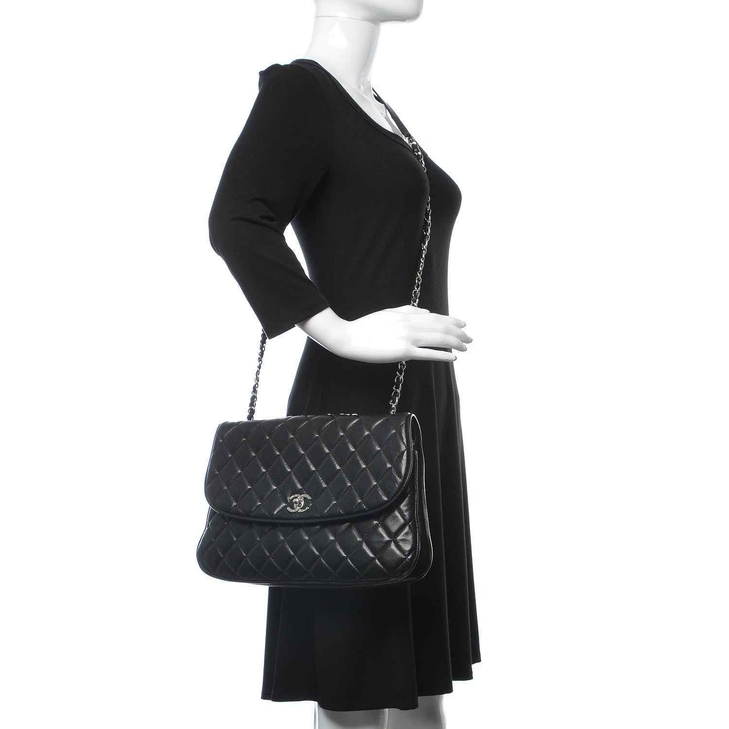Chanel Lambskin Quilted Large Pagode Piping Flap Black 2 of 12