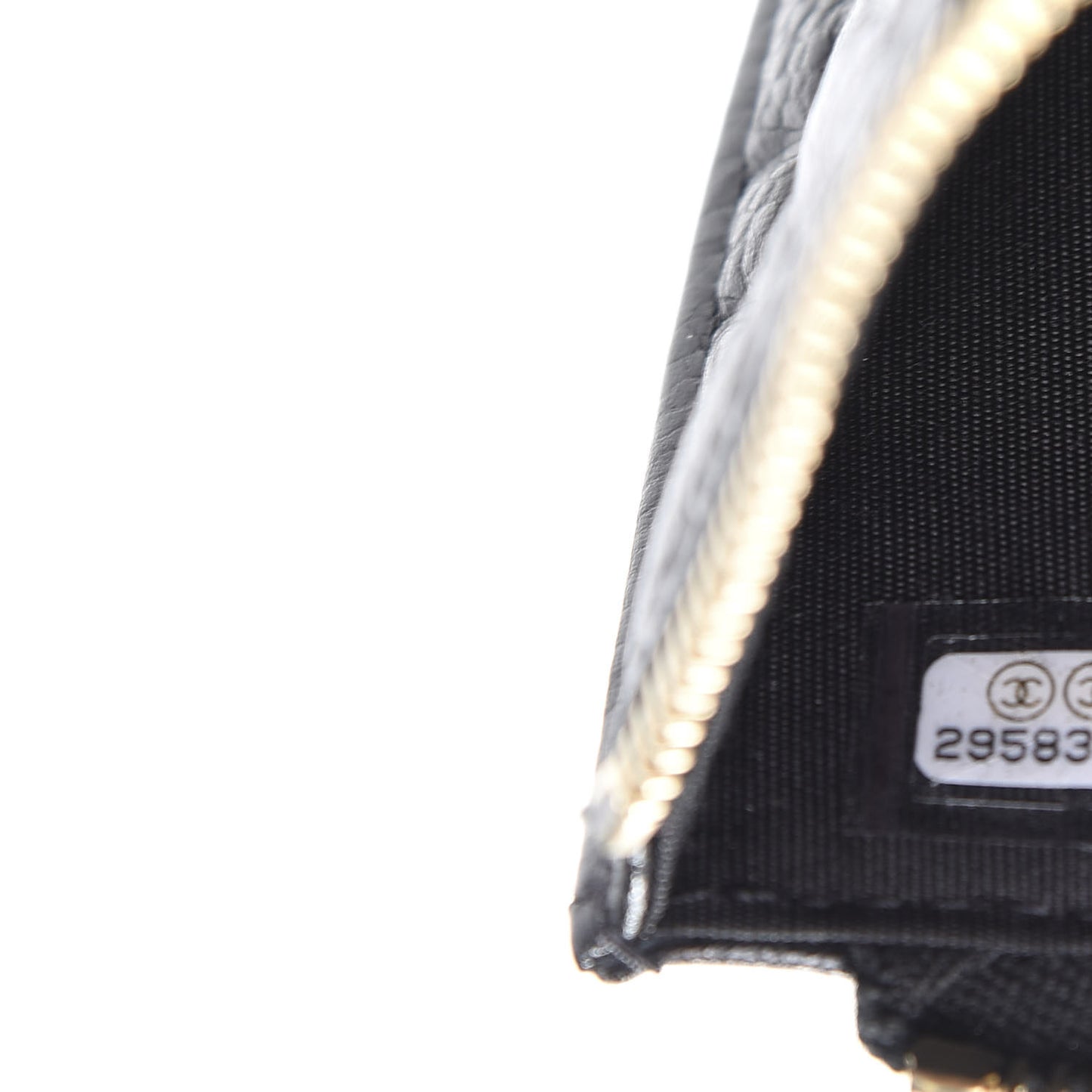 Caviar Camellia Embossed Classic Flat Wallet Pouch Black
