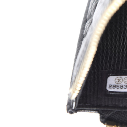 Chanel Caviar Camellia Embossed Classic Flat Wallet Pouch Black 9 of 10
