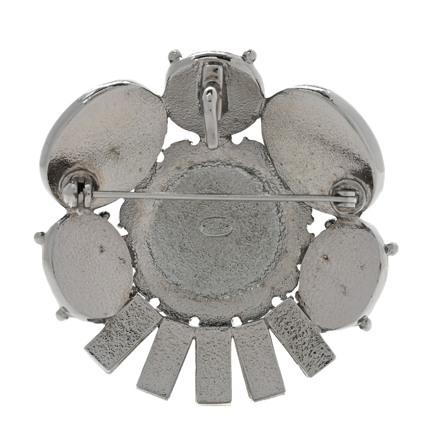 Gripoix Pearl CC Brooch Black White