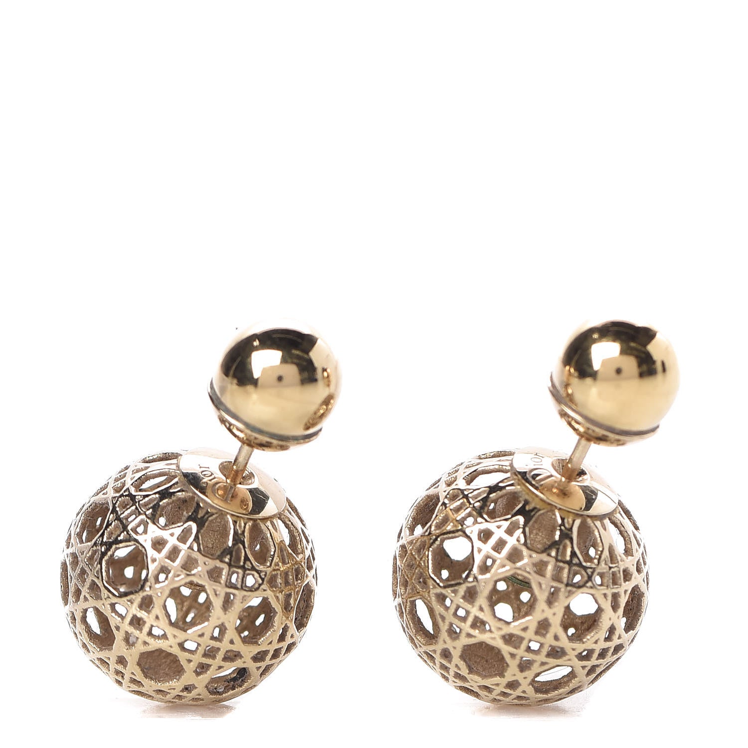 Christian Dior Cannage Mise En Dior Tribal Earrings Gold 1 of 3