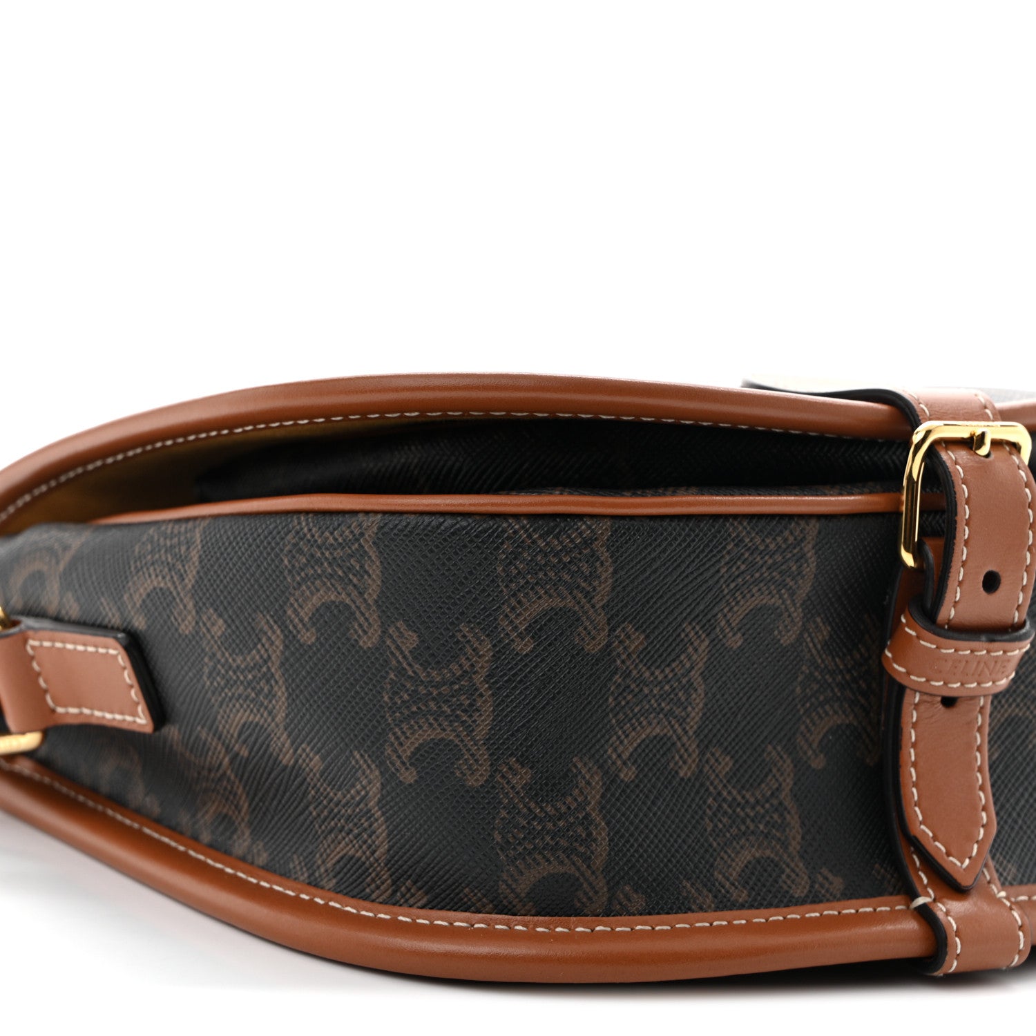 Celine Triomphe Canvas Medium Folco Bag Tan 8 of 9