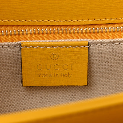 Gucci Azalea Calfskin GG Monogram Bi-Color Debossed Horsebit 1955 Shoulder Bag Dusty Azure Stone Topaz Deep Orange 7 of 16