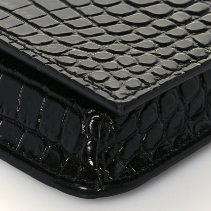 Saint Laurent Crocodile Embossed Monogram Phone Holder Crossbody Black 9 of 14