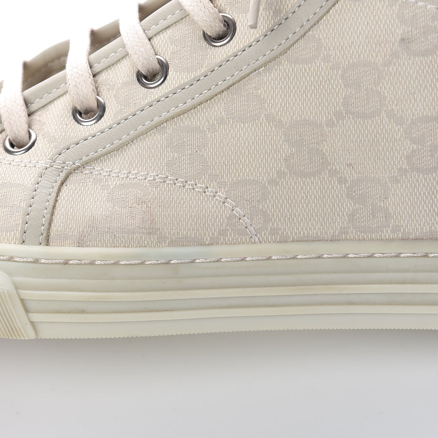 Washed Cotton GG Monogram Calfskin Womens High Top Sneakers 38 White Mystic White Great White