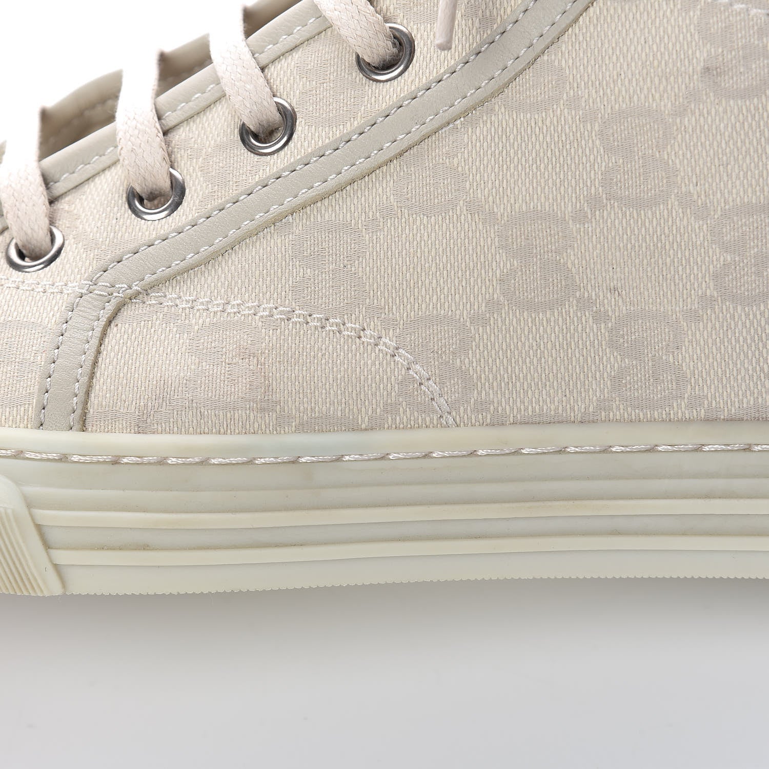 Gucci Washed Cotton GG Monogram Calfskin Womens High Top Sneakers 38 White Mystic White Great White 10 of 10